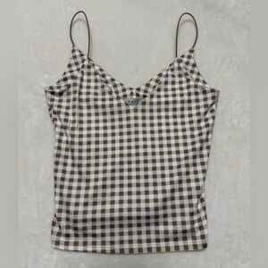Gingham Camisole Brown and White